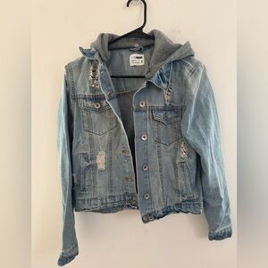 Ci Sono Light Blue Denim Jacket with Gray Hood